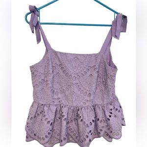 Adorable cropped JCrew Eyelet Peplum Top